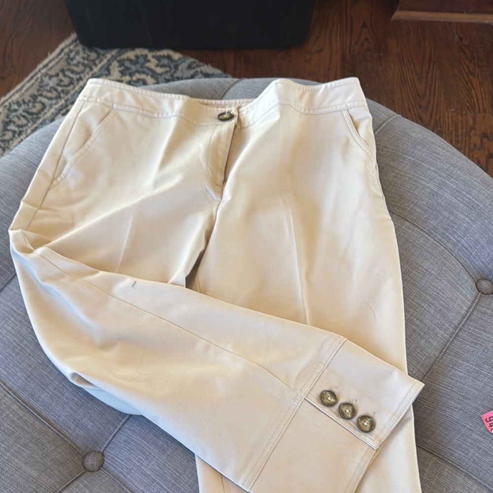 Rafaella Cream Cropped Pants Tailored Ankle Design